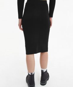 Calvin Klein Badge Knitted Skirt Black