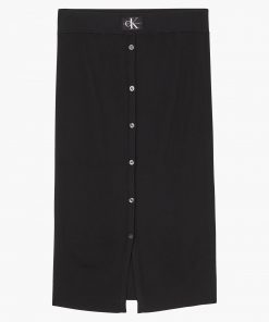 Calvin Klein Badge Knitted Skirt Black