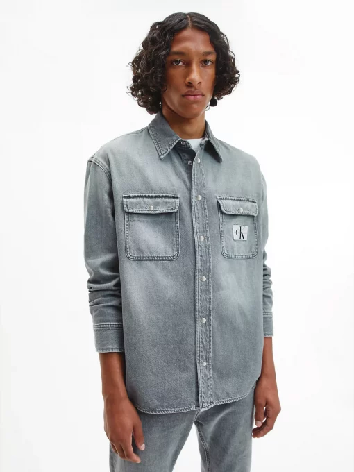 Calvin Klein Oversized Denim Shirt Denim Grey