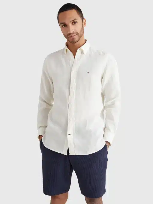 Tommy Hilfiger Pigment Dyed Linen Shirt Ivory