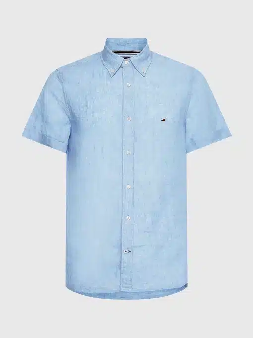 Tommy Hilfiger Pigment Dyed Linen Shirt Calm Blue