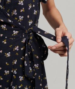Superdry Vintage Mini Wrap Dress Navy Floral