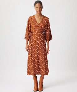 Gestuz Janikagz Wrap Dress Mocha Bisque Dot