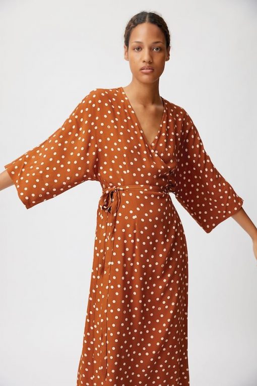 Gestuz Janikagz Wrap Dress Mocha Bisque Dot