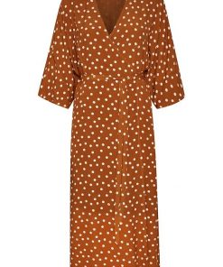 Gestuz Janikagz Wrap Dress Mocha Bisque Dot