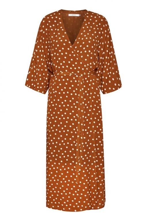 Gestuz Janikagz Wrap Dress Mocha Bisque Dot