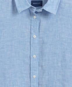 Gant Woman Linen Chambray Shirt Silver Lake Blue