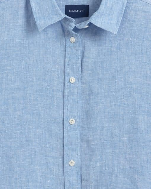 Gant Woman Linen Chambray Shirt Silver Lake Blue