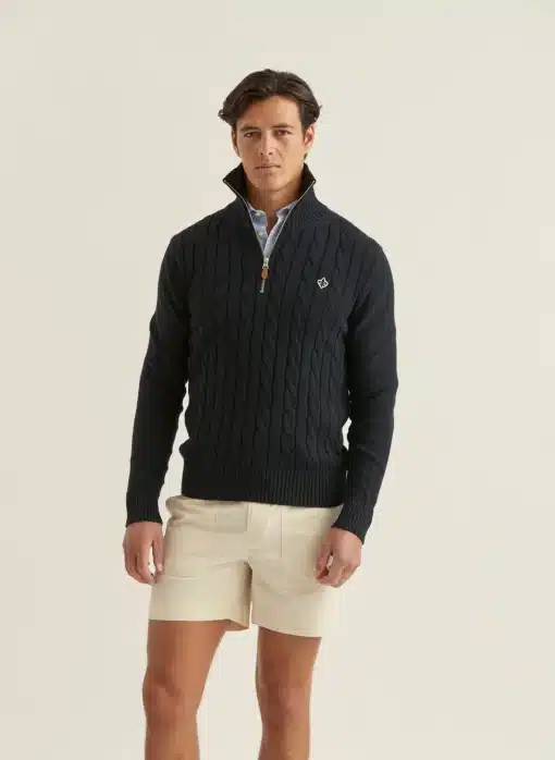 Morris Stockholm Marlebone Half Zip Blue