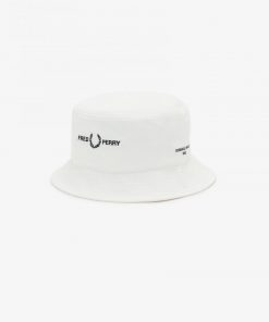 Fred Perry Branded Twill Bucket Hat White