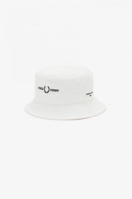 Fred Perry Branded Twill Bucket Hat White