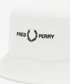 Fred Perry Branded Twill Bucket Hat White
