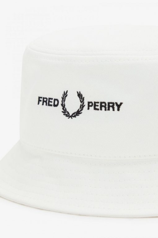 Fred Perry Branded Twill Bucket Hat White
