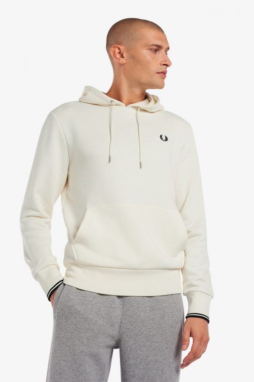 Fred Perry Tipped Hooded Sweatshirt Ecru