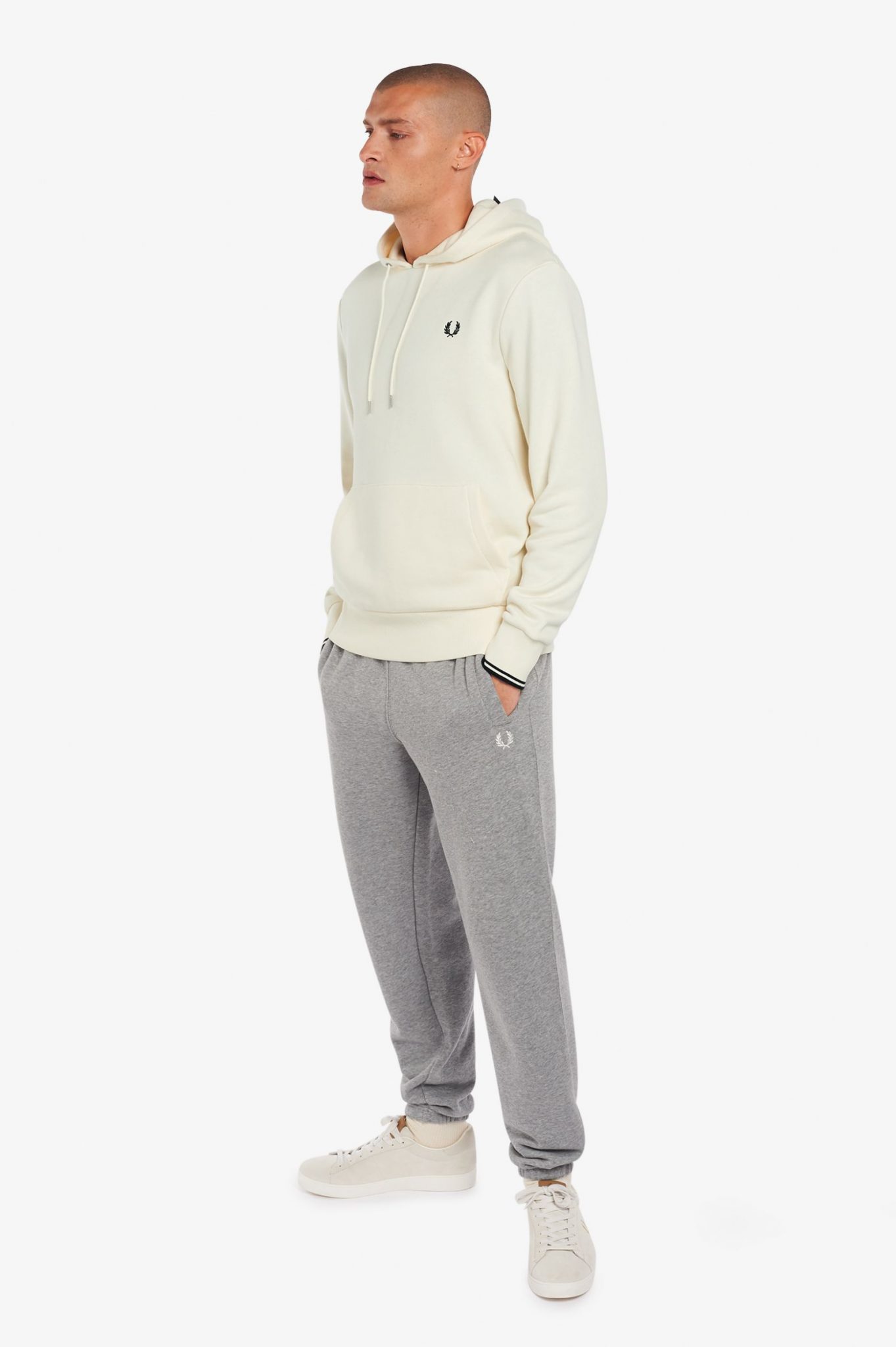 Buy Fred Perry Tipped Hooded Sweatshirt Ecru - Scandinavian