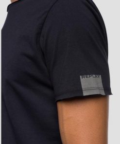 Replay Raw Cut Cotton T-shirt Black