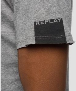 Replay Raw Cut Cotton T-shirt Medium Grey Melange