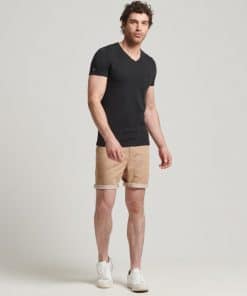 Superdry Studios Linen Turn Up Shorts Classic Tan