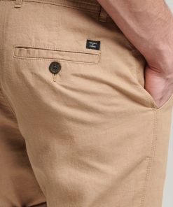 Superdry Studios Linen Turn Up Shorts Classic Tan