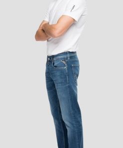 Replay 573 Straight Fit Bio Jeans Medium Blue