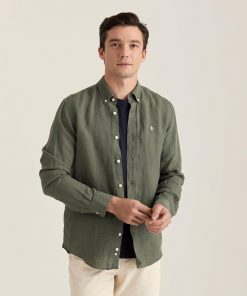 Morris Stockholm Douglas BD Linen Shirt Olive