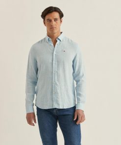 Morris Stockholm Douglas Linen Shirt Light Blue
