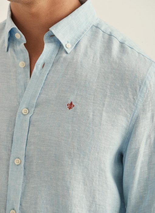 Morris Stockholm Douglas Linen Shirt Light Blue