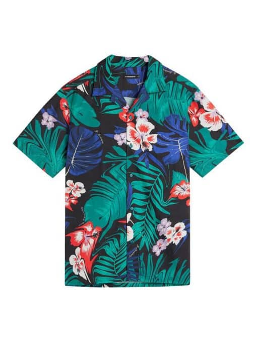 J.Lindeberg Elio Hibiscus Print Shirt Deep lake