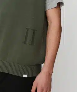 Les Deux Florent Linen Intarsia Slipover Thyme Green