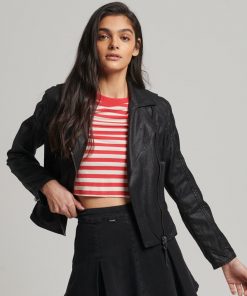 Superdry Vintage Coated Biker Jacket Black