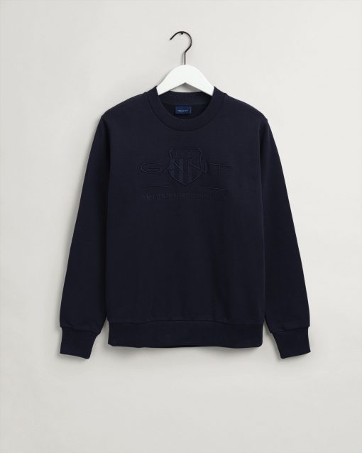 Gant Tonal Archive Shield C-Neck Sweat Evening Blue