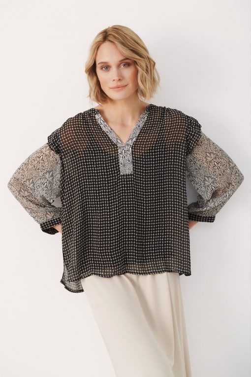 Part Two Oriana Blouse Black Border Print