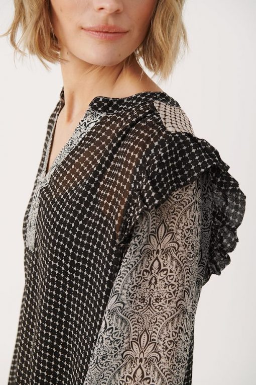 Part Two Oriana Blouse Black Border Print