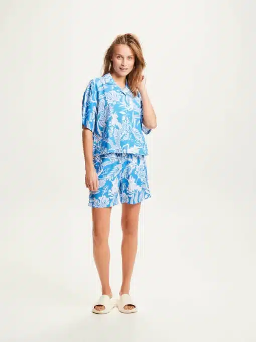 Knowledge Cotton Apparel Seabreeze Print Shorts Campanula