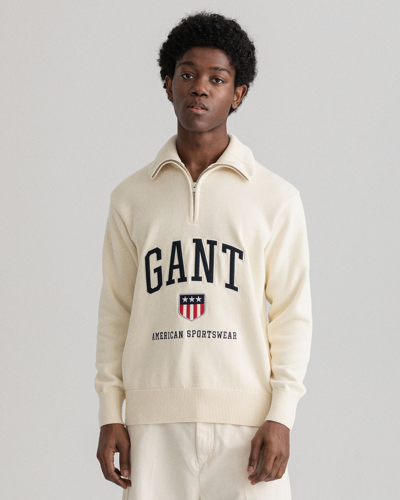 Buy Gant Retro Shield Sweater Cream Scandinavian Fashion Store