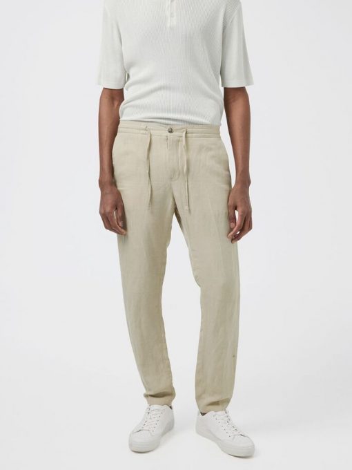 J. Lindeberg Sasha Drape Linen Pants Safari Beige