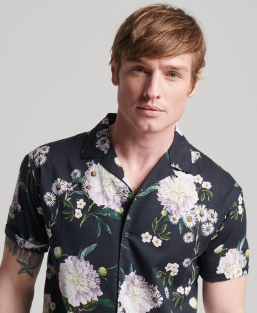 Superdry Studios Open Collar Shirt Black Floral