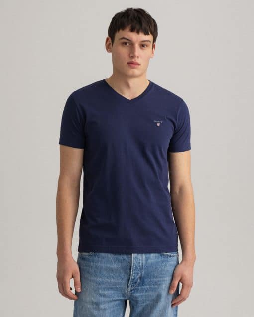 Gant Original Slim V-Neck Evening Blue