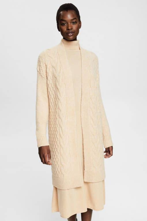 Esprit Cable Knit Cardigan Cream Beige