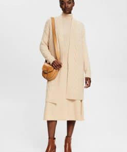 Esprit Cable Knit Cardigan Cream Beige
