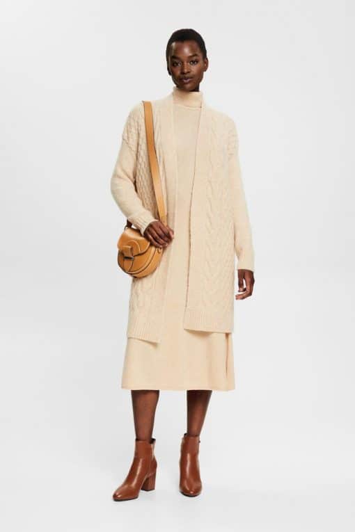 Esprit Cable Knit Cardigan Cream Beige