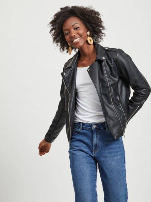 Vila Cara Coated Jacket Black