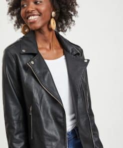 Vila Cara Coated Jacket Black