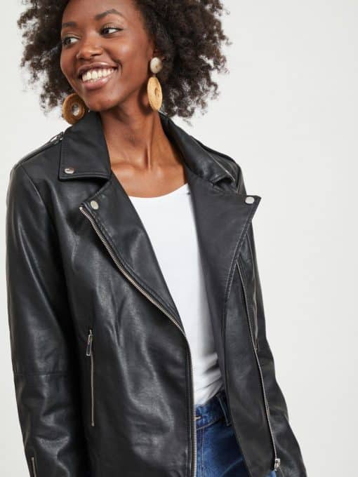 Vila Cara Coated Jacket Black