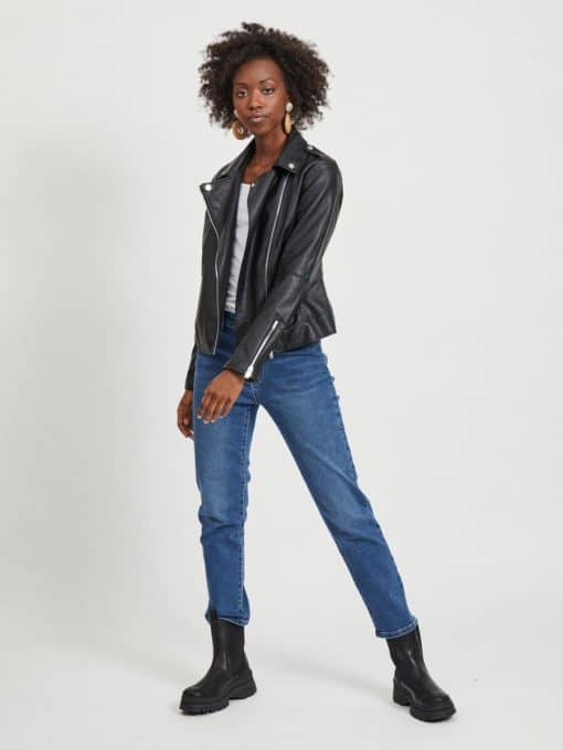 Vila Cara Coated Jacket Black