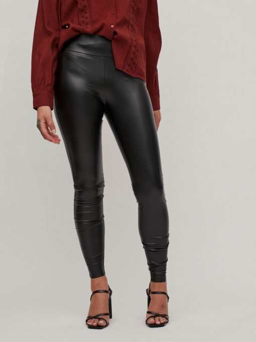 Vila Barb Coated HW Leggings Black