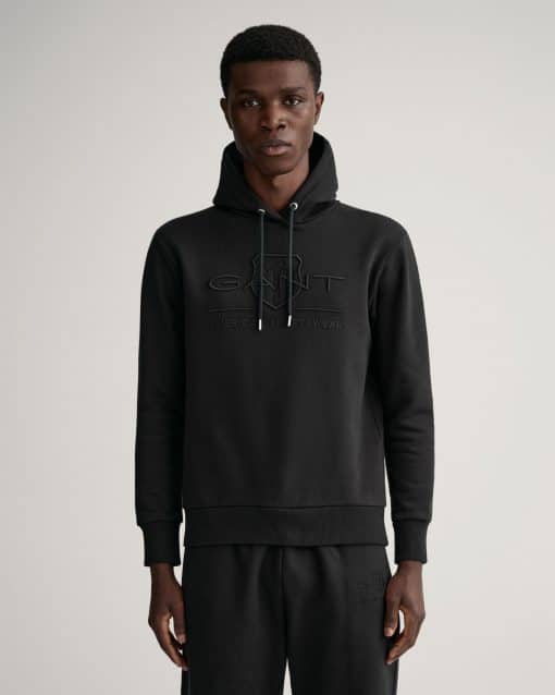 Gant Tonal Archive Shield Hoodie Black