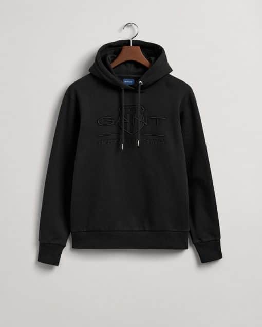Gant Tonal Archive Shield Hoodie Black