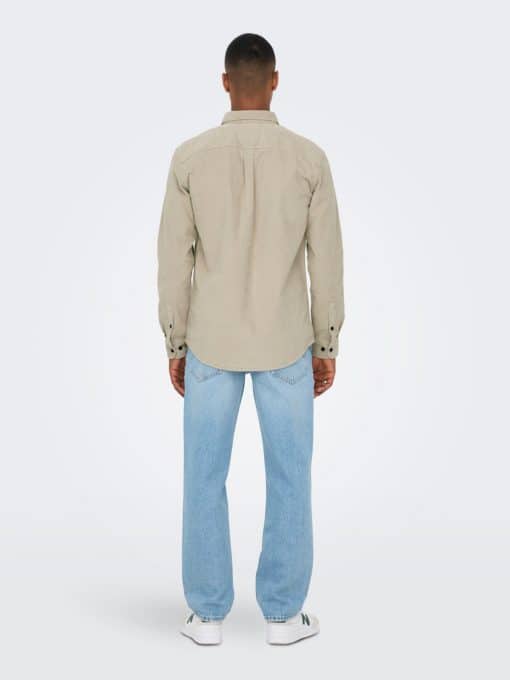 Only & Sons Terry Regular Fit Corduroy Shirt Grey