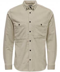Only & Sons Terry Regular Fit Corduroy Shirt Grey